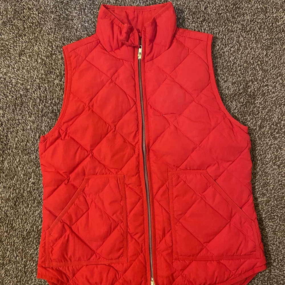 J. Crew Bright Red Quilted Vest